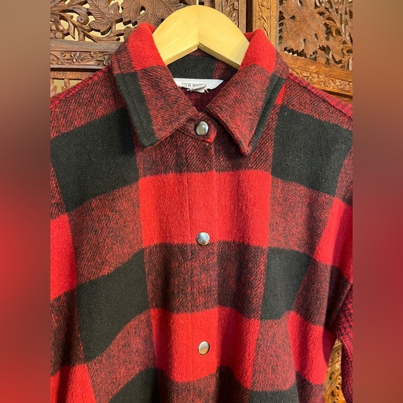 Steve Madden Sophia buffalo plaid red and black button up flannel - Picture 3 of 11